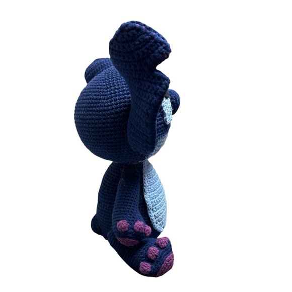 Hand Crafted Stitch Crochet Blue and Purple Plush Toy 11 inches Disney - Picture 4 of 16